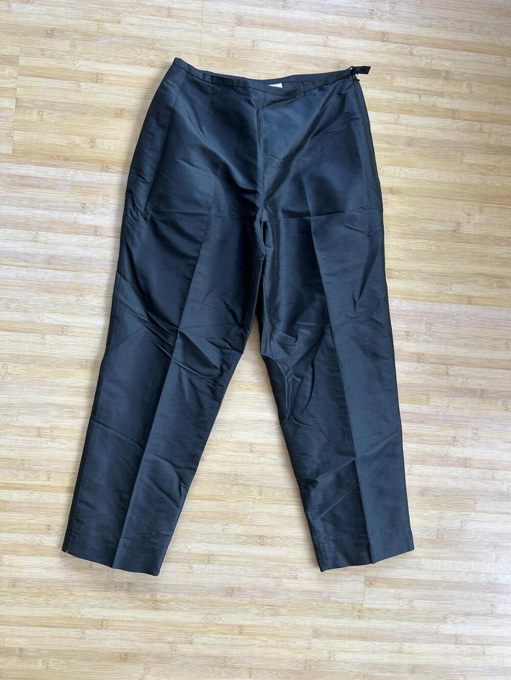 Silk Club Vintage Black Silk Pants Women’s 6 Straight Leg 100% Silk Classic